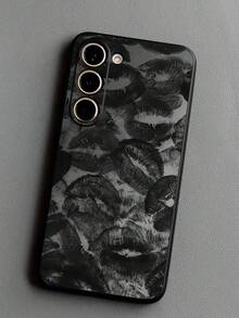 1 carcasă de telefon neagră anti-alunecare, cu design minimalist Tie Dye Ink Lip, compatibilă cu , Honor, Redmi, Galaxy, 12T/13T/14T