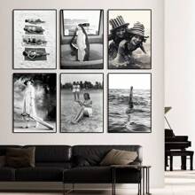 Set Of 1/3 Pcs Vintage Wall Arts Posters, Black And White Posters Vintage Fashion Posters, Modern Wall Decor, Office, Bathroom, Living Room, Bedroom, Home Decoration Unframed-Style