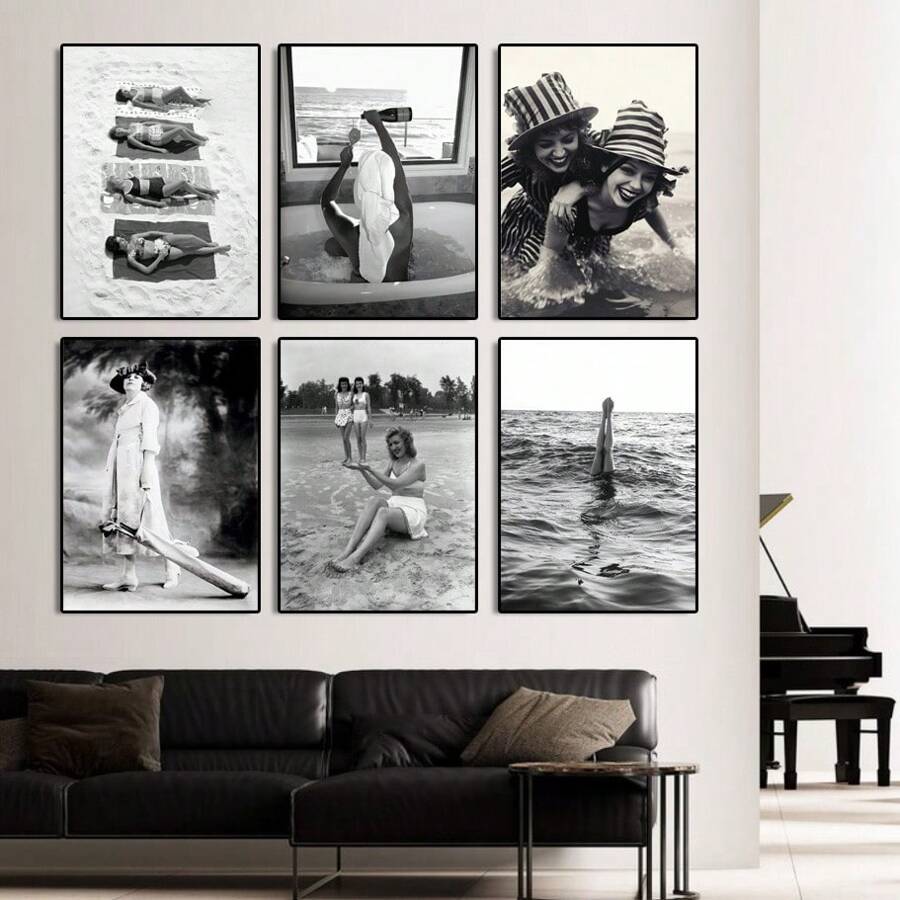 Set Of 1/3 Pcs Vintage Wall Arts Posters, Black And White Posters Vintage Fashion Posters, Modern Wall Decor, Office, Bathroom, Living Room, Bedroom, Home Decoration Unframed-Style