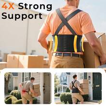Work Lumbar Support Belt For Men & Women, Adjustable Waist Support Belt For Moving Construction Warehouse Heavy Lifting Weightlifting, Running, Squats, And High-Intensity Workouts, Daily Wear - Black - View 3
