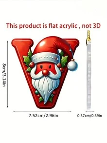 1pc Christmas 26 Alphabet Hanging Decorations - 2D Acrylic Alphabet Tree Hanging Christmas Decorations For Home & Office,Perfect For Holiday Parties & Gifts,Christmas Decrations(Please Remove The Film And Use It,Rope Color Random.)