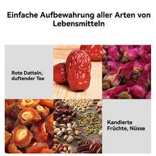 Vorratsdosen 2er‑Set 1,5 L für Lebensmittel, Blütenblattklappe, Trennwanddesign, Aufbewahrungsbox Küche luftdicht, Behälter mit Deckel, Vorratsbehälter Plastik, Frischhaltedosen mit Deckel, für Vollkorn, Bohnen