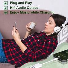 1 个 3.5 毫米耳机插孔适配器、 耳机适配器、辅助音频充电适配器加密狗电缆分线器适配器连接器兼容 14/Pro Max/13/Plus/12/11/XS/8/XS 7/6 系列 - 白色 - 查看 5