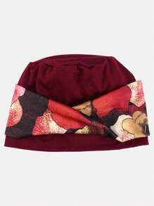1pc Women's Printed Square Headscarf Hat, Turban Style Bohemian Headwrap, Suitable For Daily Use