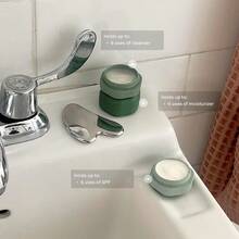 MYYE Travel Containers Basic Skincare Set Magnetic Containers With LidsCarry On Travel Entials For Women Men 3 Small Capsules 0.56oz Cleanser Moisturizer And SunIcon Labels Sand - Basic Set+Evergreen - View 4