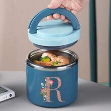 Letter A-Z Pattern Food Thermal Jar Insulated Soup Cup Portable Picnic Milk Drink Food Heater Containers Stainless Steel Lunch Box Thermo Keep Hot For School Children - Blue - View 20