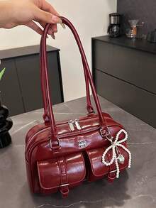 The New Wave Of Bread Knot Pendant Multi-Pocket Pillow Bag, Fashion Meilad Color Armpit Bag, Highly Attractively Retro Simplicity Senior Texture Women's Shoulder Bag, Daily Versatile Suitable For Commuting To Shop Shopping