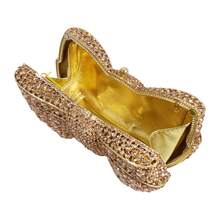 Women Luxury Bowknot Shaped Evening Clutch Sparkling Rhinestones Handbag For Banquet - Rượu sâm banh - Xem 6