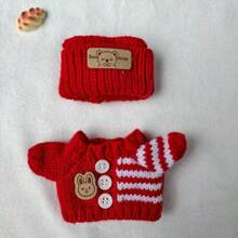 [Clothes Only] Compatible With 1st & 2nd Generation Doll, Cozy Heart Sweater + Bear Beanie Set, Cute & Warm Autumn/Winter Outfit (For Labubu / Compatible With Labubu) - Multicolor - View 21