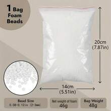 Ein Paket weiße Schaumstoffperlen - Mini Polystyrol-Schaumstoffkugeln 2-3 mm (0,08-0,12 Zoll) / 4-6 mm (0,16-0,23 Zoll), DIY-Basteleien und Partydekoration für die Herstellung von Schleim und Basteleien