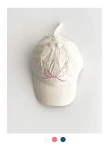 1 件软顶刺绣字母拼色棒球帽，可爱蝴蝶结设计，百搭休闲刺绣遮阳帽，适合女士 - 彩色 - 查看 9