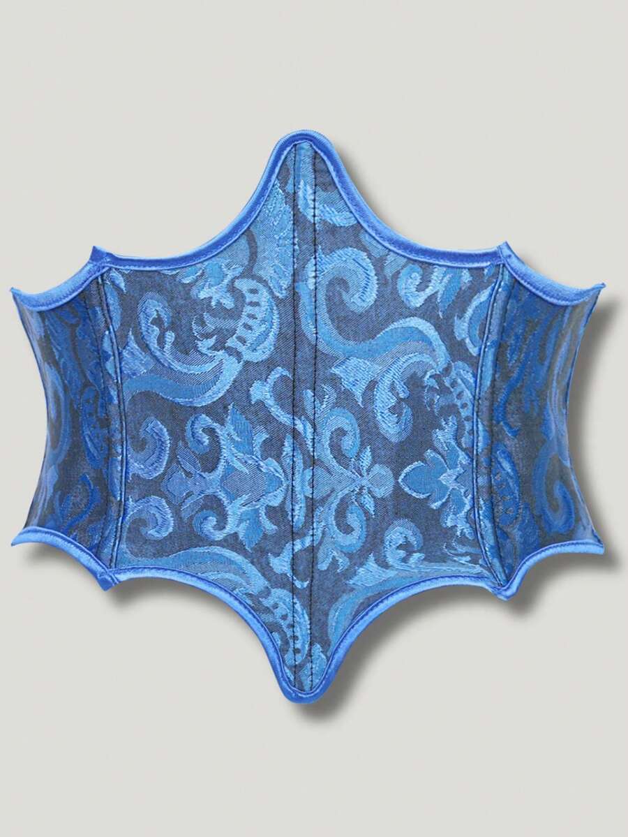 Blue Asymmetrical Fashionable Waist Belt For Women, Tight Fit Waist Cincher With Buttons - Blue - View 1