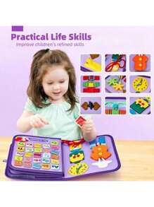 Conseil d'activités Montessori à 5 couches, jouet d'éducation préscolaire, design de voyage portable, formation au développement moteur fin et à la correspondance de formes et de couleurs pour enfants, cadeaux d'anniversaire, de Noël et de Thanksgiving pour enfants (Certaines pièces sont envoyées aléatoirement) Fournitures scolaires, étudiant, papeterie