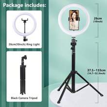 AXNEN Aro de luz de selfie de 10 pulgadas con trípode opcional, luz de relleno de fotografía, lámpara de anillo LED compatible con todos los teléfonos para grabación de video, transmisión en vivo