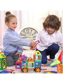 18pcs-146pcs Children's Magnetic Building Block Toys, Children's Large-Sized Magnetic Building Blocks, Design Building Toys For Boys And Girls, Suitable For Children Aged 3-12, STEM Toys, Magnetic Designer Building Board Puzzle Toys
