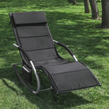 Cushion, Ergonomically Shaped, Padded Mattress Topper With Headrest For Rocking Chair, Garden, Black OGS28-P02