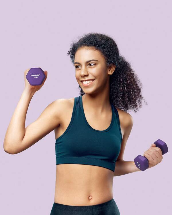  SONGMICS Dumbbells Set Of 2 Dumbbells Hexagon Neoprene Coating Strength Training Workout Fitness Training Home