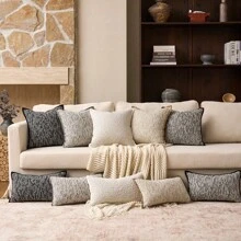 1pc Luxury Decorative Throw Pillow Cover Set, Geometric Boucle Texture Square Sofa Cushion Cover For Living Room, Bedroom, Farmhouse, Also Suitable As Gift, All Seasons