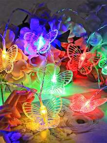 1pc 10/20 LED Transparent Butterfly Shaped Decorative String Lights, Ladies Bedroom Butterfly Lights, Battery Powered, Warm/Colorful Light Options, Suitable For Valentine's Day Decoration - Clear - View 8