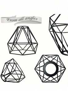 1pc Vintage DIY Iron Lamp Shade, Retro Metal Birdcage Pendant Light Fixture For Hotel, Cafe - Black - View 5