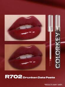 COLORKEY Mirror Gloss Lip Tint, Shiny Nourishing Lip Gloss, Non-Sticky, Long-Lasting, Moisturizing - Liquid Lipstick, Super Hydrating Lip Gloss, Brand Makeup, Suitable For Women And Girls, Perfect For Spring/Summer, Y2K Fashion , Suitable For Birthday, Mother's Day, Party, Best Color - R702 Drunken Date Paste - 查看 7