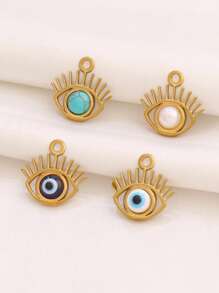 2 件不锈钢邪眼吊坠配件，配珍珠天然石 18K 镀金眼饰，适用于 DIY 珠宝制作用品配件 - 吊墜 - 查看 1