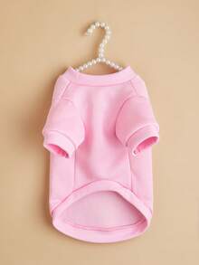 1 件宠物圆领运动衫，宠物用品狗猫秋冬保暖服装，毛绒柔软舒适服装，休闲家居服动物装，可爱有趣的卡通狗猫衣服 - 粉色 - 查看 6