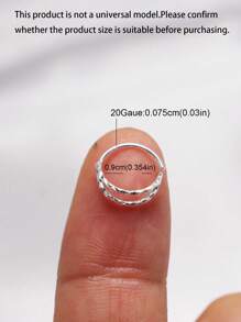 1pc 20G 9mm 925 Sterling Silver Nose Ring, Cartilage Hoop Earrings, Unisex Nose Septum Clicker Rings