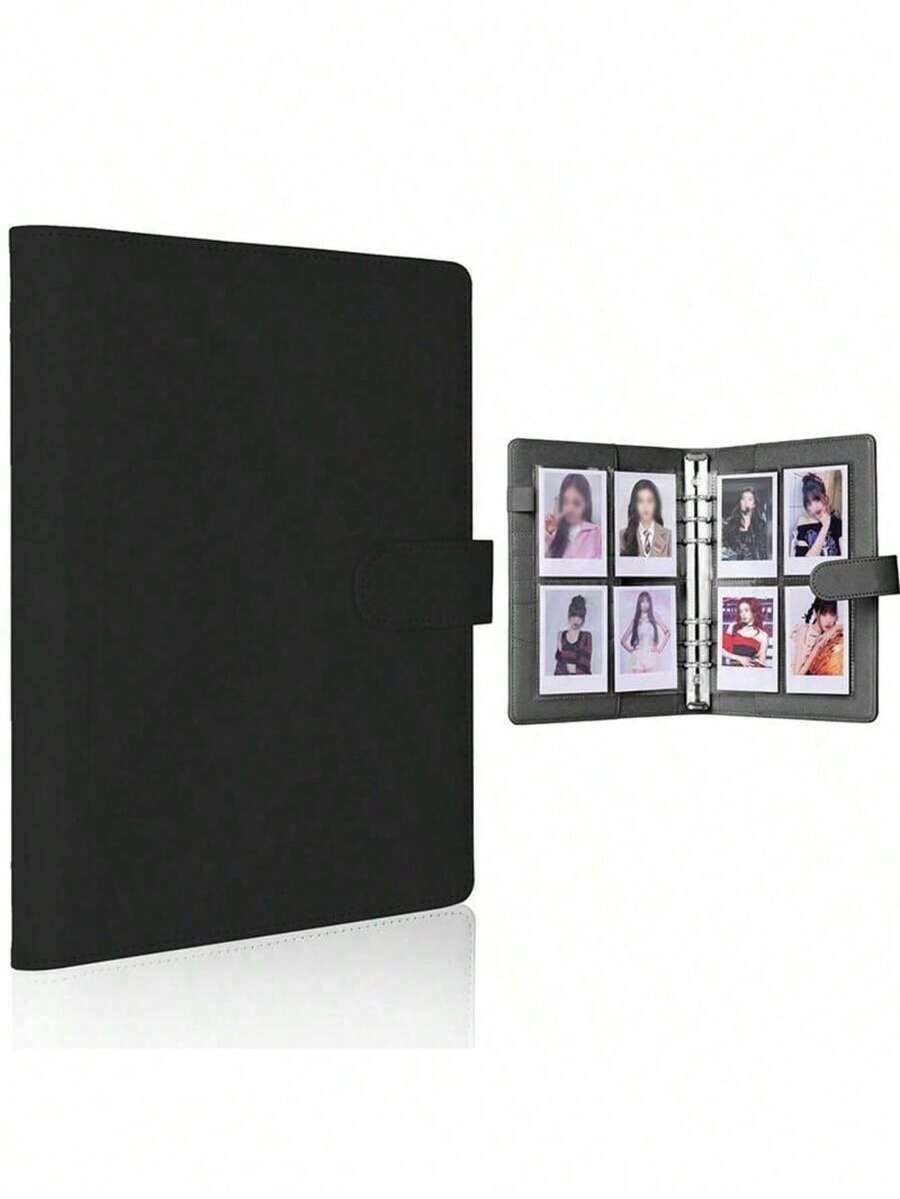 1 pieza Álbum de fotos A5 de KPOP con 25 páginas, 4 bolsillos por página y 200 espacios para tarjetas, con cubierta de piel sintética para organizar tarjetas