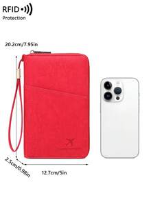 CHARM INFINITE Nova Bolsa para Passaporte com Bloqueio RFID, Pode Guardar Vários Passaportes, Bolsa de Armazenamento para Cartões de Viagem e Documentos, Carteira Longa para Passaporte com Material Suave ao Toque e Zíper, Alça de Pulso Destacável, Presente do Dia dos Namorados, Envie para a Esposa ou Namorada