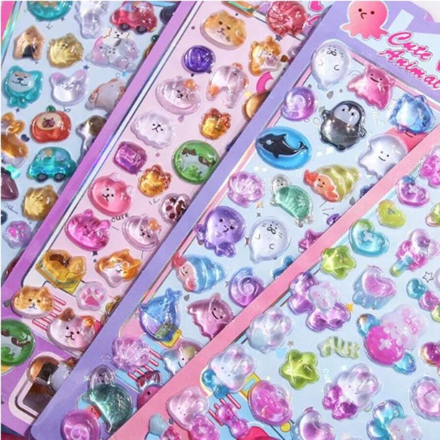 1pc 3D Fluffy Sticker - Cartoon, Reusable For Camera, Scrapbook, Planner, Journal, Laptop And Phone Case (Random)