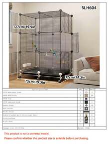 Large Bird Cage, Luxury Villa For Parrots, Mynahs, Finches, With Food Bowl And Perch, Iron Art Design