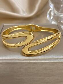 1 件几何不锈钢手链女士粗多色手链空心手镯圣诞节生日珠宝日常派对礼物 - 彩色 - 查看 11