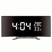 1 件多功能 LED 弧形大显示屏闹钟，带时间、温度和湿度显示 - 适用于家庭或办公室的时尚黑色桌面时钟，USB 供电（直流电源插头/电池供电，自动屏幕关闭），室内气候监测器 | 时尚黑色时钟 | 自动屏幕功能，可爱的闹钟 - 彩色 - 查看 13