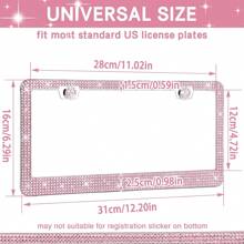 闪亮车牌框，水晶水钻不锈钢女士车牌框，钻石汽车外观装饰，送给她的完美礼物，汽车配件，适用于大多数车型