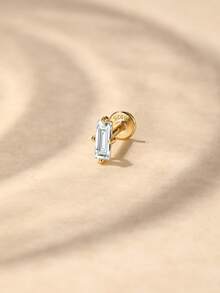 1件925纯银长方形耳钉，扁平耳软骨穿刺饰品，适合日常佩戴、婚礼、派对、订婚、周年纪念、情人节及其他场合。 - 金色 - 查看 9