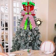 1pc Christmas Tree Topper Decoration, Christmas Candy Tree Top Decor With Red Hat And Mint Bow - Holiday Home Decor, No Power Needed, Polyester Material, Suitable For Christmas Tree Topper (Christmas Tree Not Included) Christmas Decorations Room Decor Winter Christmas Decorations Home Christmas Gifts Christmas Decor - Multicolor - View 5