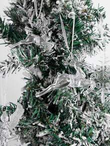 3D Acrylic Transparent Deer Hanging Ornaments, Nordic Minimalist Style Hollow Reindeer Decor, Matte Texture, Christmas Party Decoration, New Year Gift, Winter Window Display, Ice & Snow Home Decor