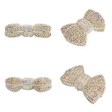 Women Luxury Bowknot Shaped Evening Clutch Sparkling Rhinestones Handbag For Banquet - Vàng AB - Xem 5