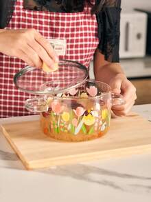 高端硼硅酸盐玻璃烹饪锅 - 仙人掌、郁金香、玫瑰图案 - 适合汤、面条、酱汁等 - 非常适合家庭和餐厅使用，适合圣诞节、感恩节、万圣节等节日 - 彩色 - 查看 11