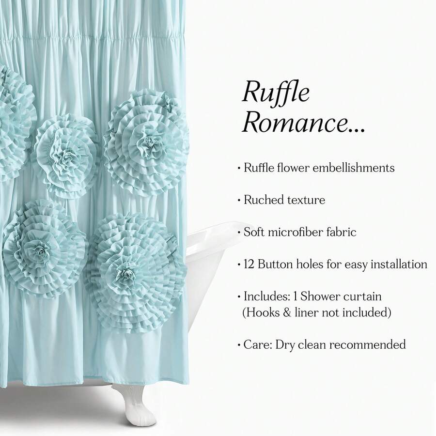 LUSH DECOR Serena Shower Curtain Blush 72X72 Halloween-Fall Decor-Room Decor - Spa Blue - View 1