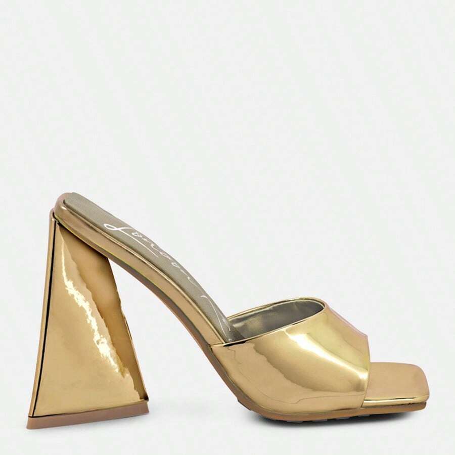 Lovebug Triangular Block Heel Sandals - Vàng - Xem 1