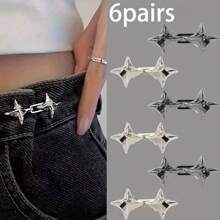 1/2/3/4/6/8pairs Light Luxury Temperament, Four Pointed Star Waist Tightening Tool, Adjustable Waist Buckle, Fashionable Jeans, Fixed Waist Buckle