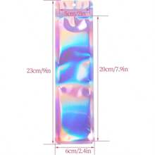 YQ 100 Pcs Pen Packaging Bags For Small Business Resealable Foil Pouch Bag For Pens Holographic Ziplock Smell Proof Storage Bags For Packaging Lipgloss Jewelry Cosmetic Candy 2.4x9 Inch YQ - 銀色 - 查看 3