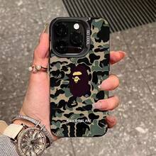 Camouflage Ape Man Pattern Phone Case |   Drop - Proof & Shockproof, Frosted Texture IMD Compatible With IPhone X, XS, XR, XS Max, 11, 12, 13, 14, 15, 16 Pro Max - 黑色 - 查看 4
