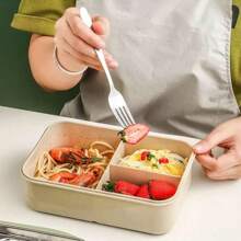 1pc 1200ml Adult Bento Box With Utensils And Leak-Proof Lid, 3-Compartment Lunch Container School Supplies,Back To School(Tableware, Lunch Boxes, And Storage Bags Can Be Selected For Purchase)