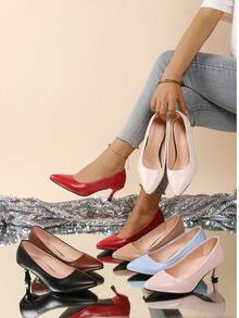 Escarpins à bout pointu pour femmes, talons hauts fins, chaussures de travail minimalistes à faible décolleté - Noir - Voir 6