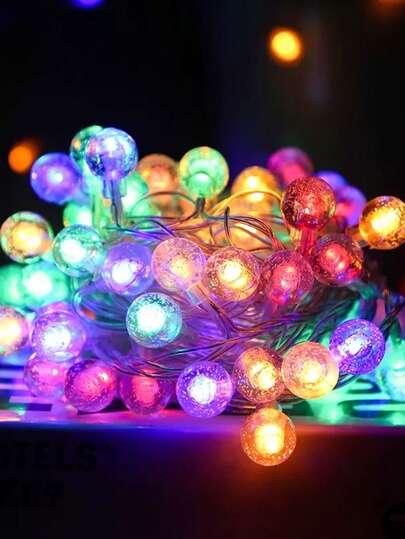 1pc 1.5/3/6m Crystal Bubble Ball String Lights, Suitable For Room Decor, Home Decor, Wall Decor, Bedroom Decor, Garden Decor, Camping Decor, And Applicable For Garden, Camping Tent, Party, Wedding, Prom, Birthday, Yard Decor Etc.