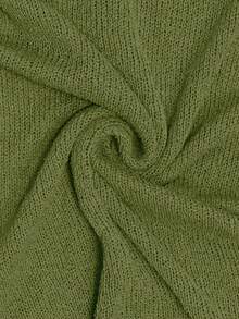 时尚优雅宽松针织披肩开衫，女款，超大版型，轻盈，时尚，适合春夏季日常穿着、休闲旅行、海滩等各种风格 - 軍綠色 - 查看 4