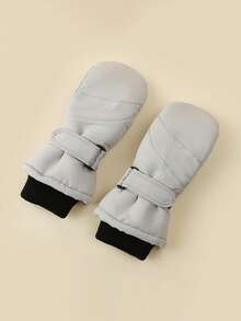 1双纯色加厚冬季保暖户外儿童手套